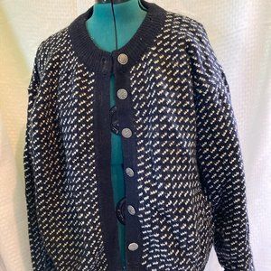 Vintage L. L. Bean Birdseye button front Wool Rayon Norway Ladies XL Blue